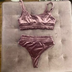 Laina Rauma two piece velour tank bralette and bottoms